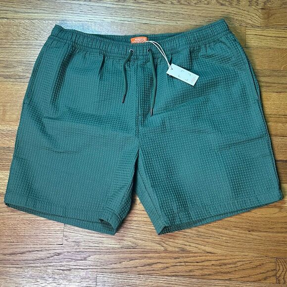 Negative Space Shorts Men's Sz XL Drawstring Waffle Weave Shorts Green‎ NWT - Picture 1 of 6